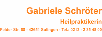 Gabriele Schröter, Heilpraktikerin, Felder Str.
                  68, 42651 Solingen